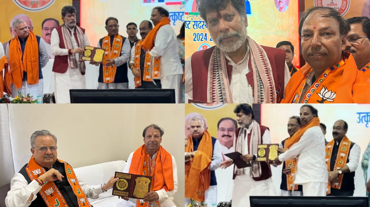 मुख्यमंत्री व भाजपा प्रदेश अध्यक्ष ने किया भाजपा नेता संजय शर्मा को उत्कृष्ट सदस्यता सम्मान से सम्मानित